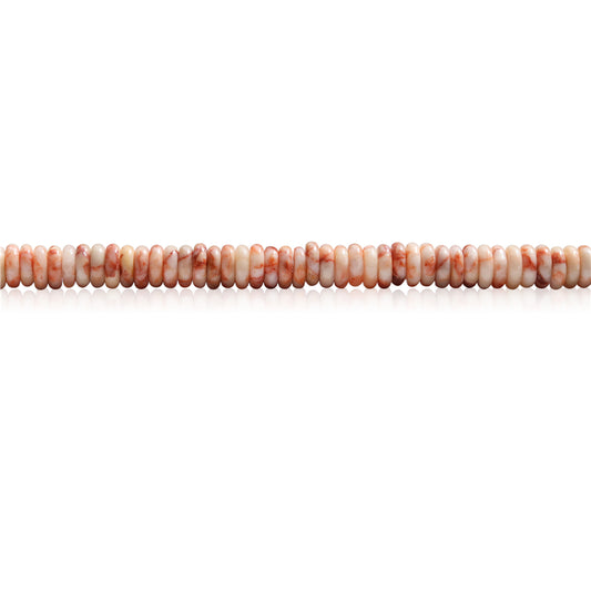 Perles Heishi en vrac, lignes rouges naturelles, 2x6mm, trou 1mm, environ 189 pièces, fil de 39cm