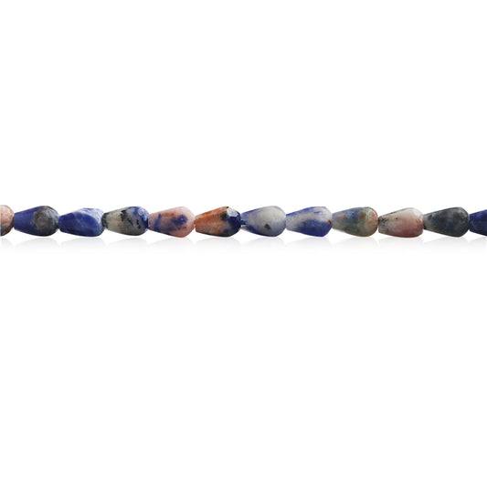 Natural Blue Spotted Jaspe Beads Briolette Faceted 4x6mm Hole 1mm about 63pcs 39cm strand