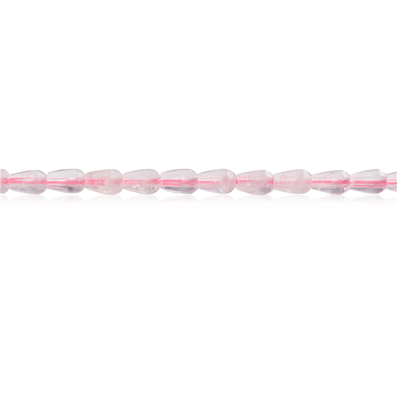 Perles Quartz Rose naturel Briolette facette 4x6mm trou 1mm environ 63pcs 39cm sur fil