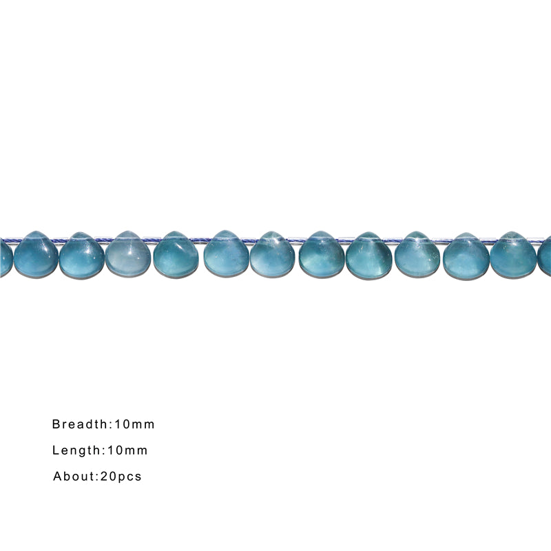 ナチュラル 7A ブルー蛍石ビーズ フラットドロップ 10mm 穴長さ 0.8mm 約 20 個 20cm ストランド