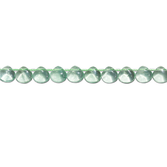 Natürliche 7A grüne Fluoritperlen, flacher Tropfen, 10 mm, Loch 0,8 mm, ca. 20 Stück, 20 cm Strang