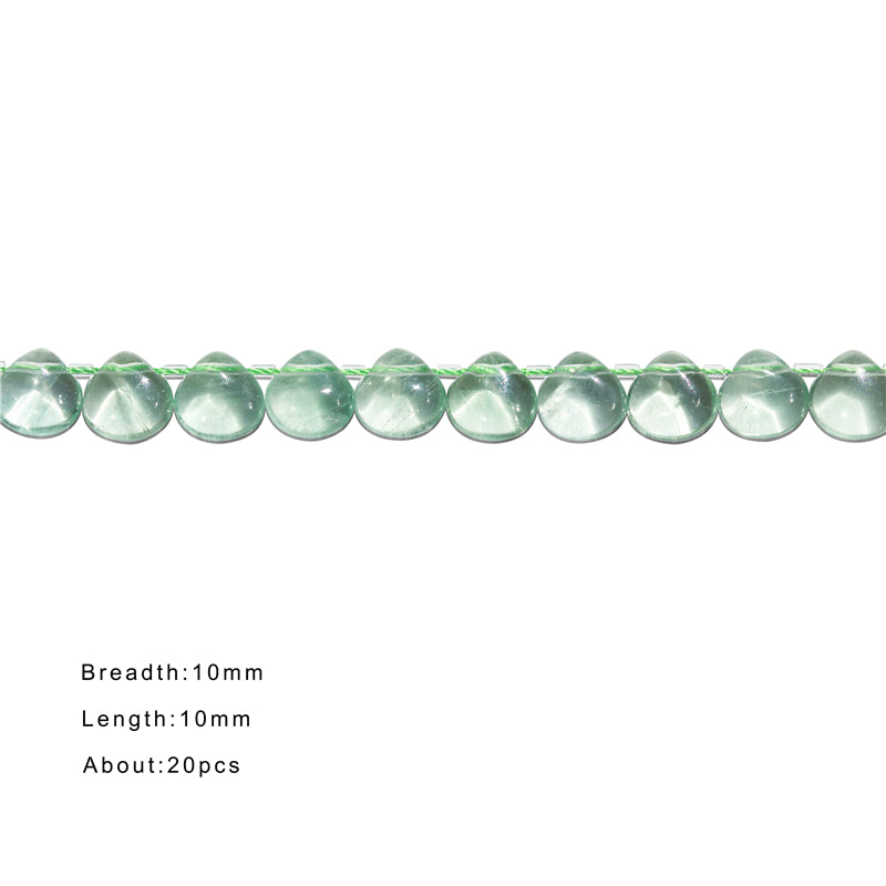 Natural 7A Green Fluorite Beads Flat Drop 10mm Hole 0.8mm about 20pcs 20cm strand