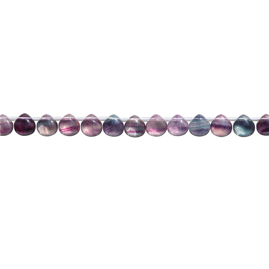 Perles en Fluorite Q naturelle 7A, goutte plate, trou de 10mm, 0.8mm, environ 20 pièces, sur fil de 20cm