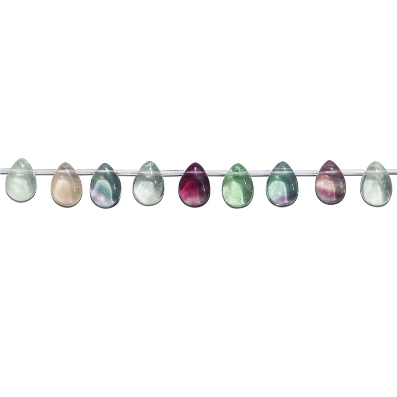 Natural 7A Fluorite Beads Flat Drop 10x14mm Hole 1mm about 14pcs 20cm strand