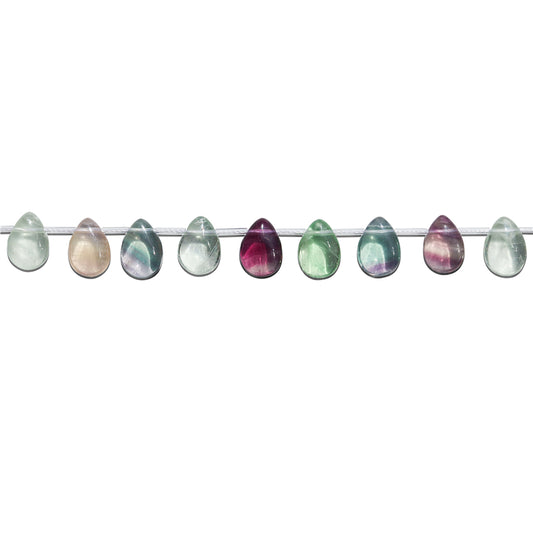 Perles en Fluorite naturelle 7A Goutte Plate 10x14mm Trou 1mm Environ 14pcs Fil de 20cm