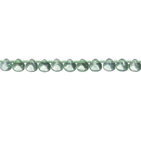 Natürliche 7A grüne Fluoritperlen, flacher Tropfen, 8 mm, Loch 0,8 mm, ca. 25 Stück, 20 cm Strang