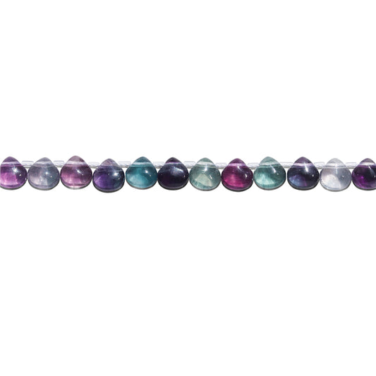 Perles en Fluorite naturelle 7A Goutte Plate 8mm Trou 0.8mm Environ 25pcs Fil de 20cm