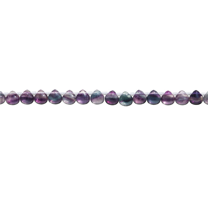 Natural 7A Fluorite Q Beads Flat Drop 8mm Hole 0.8mm about 25pcs 20cm strand