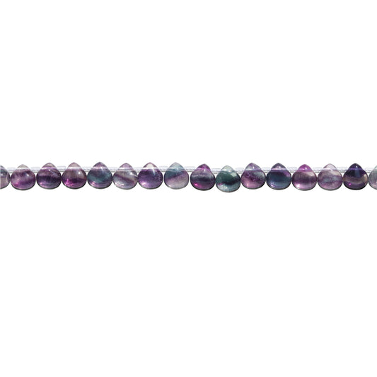 Perline Q di fluorite naturale 7A goccia piatta 8 mm foro 0,8 mm circa 25 pezzi filo da 20 cm