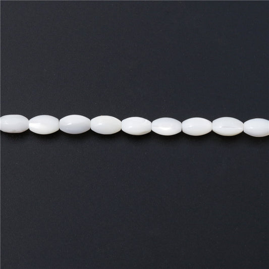 Perles de nacre naturelle forme tonneau 6x9mm trou 0.8mm environ 45pcs 39cm sur fil