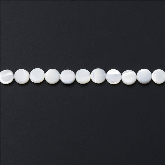 Natural Mother Of Pearl Shell Flat Round Beads 10mm Hole 0.8mm about 40pcs 39cm strand