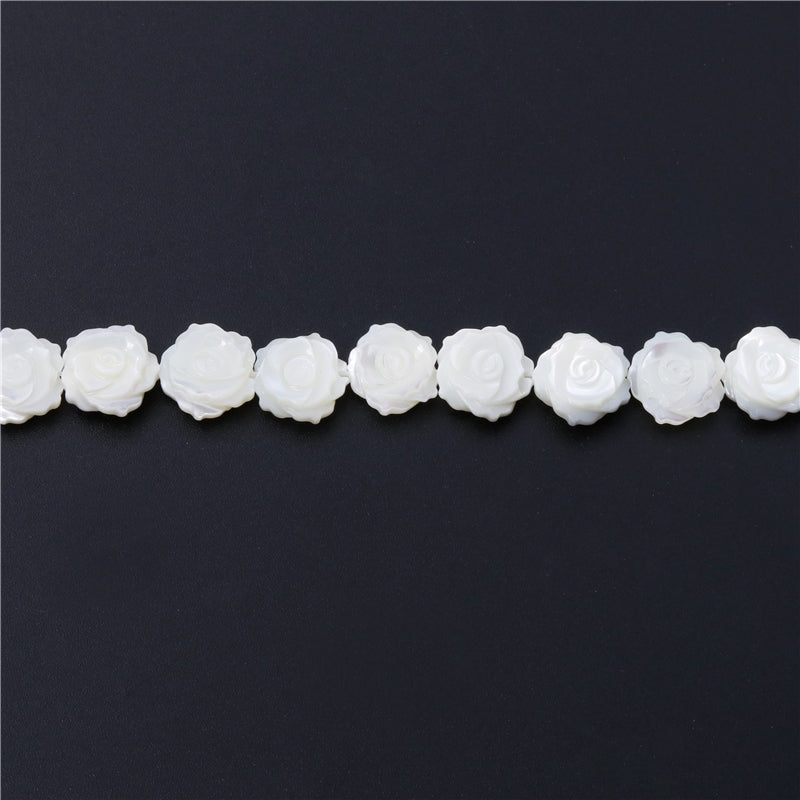 Natural Mother Of Pearl Shell Flower Shape Beads 12mm Hole 1mm about 31pcs 39cm strand