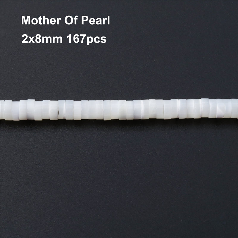 Contas espaçadoras de concha de madrepérola natural 2x8mm furo 0,8mm cerca de 167pcs 39cm fio