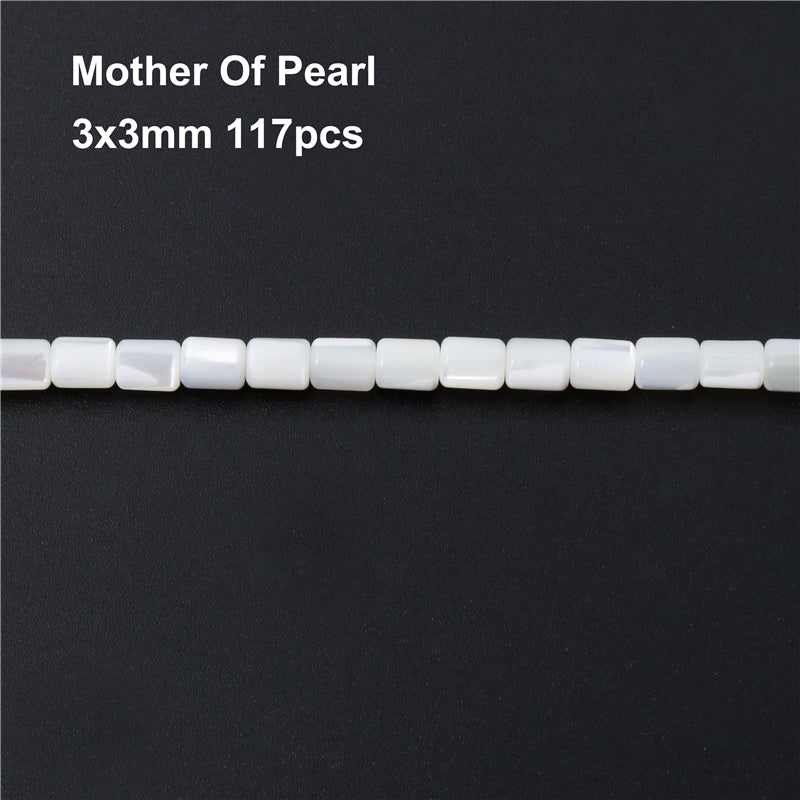 Perles de nacre naturelle en forme de tonneau, trou de 3x3mm, 0.8mm, environ 117 pièces, sur fil de 39cm