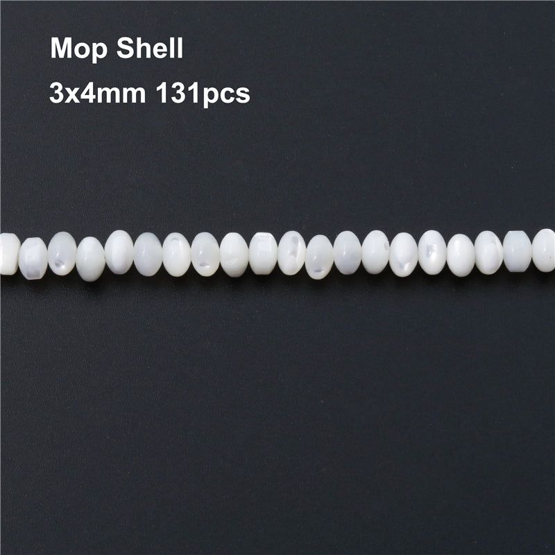 Natural Mop Shell Abacus Beads 3x4mm Hole 0.8mm about 131pcs 39cm strand