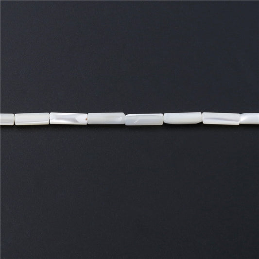 Perline a forma di tubo di conchiglia di madreperla naturale, foro 4x13 mm, foro 0,8 mm, circa 31 pezzi, filo da 39 cm