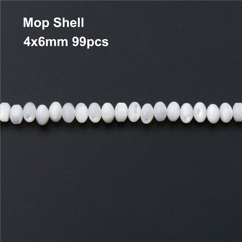 Natural Mop Shell Abacus Beads 4x6mm Hole 0.8mm about 99pcs 39cm strand