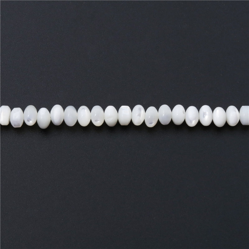 Natural Mop Shell Abacus Beads 4x6mm Hole 0.8mm about 99pcs 39cm strand