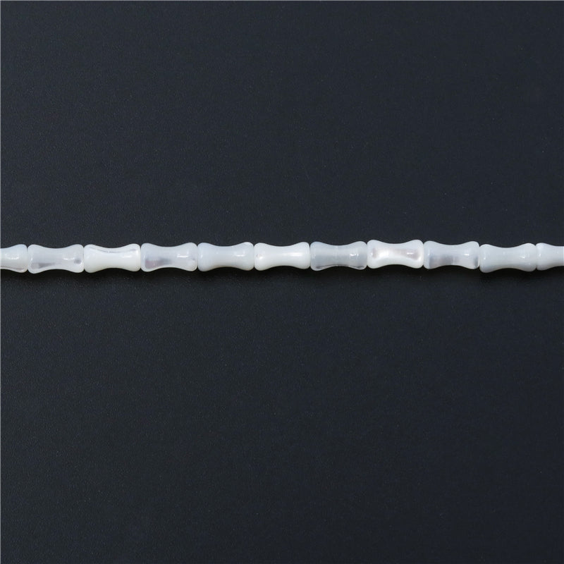 Perline a forma di bambù con conchiglia di madreperla naturale, foro 4x8 mm, 0,8 mm, circa 49 pezzi, filo da 39 cm