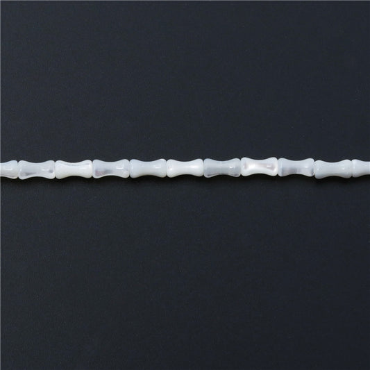 Perline a forma di bambù con conchiglia di madreperla naturale, foro 4x8 mm, 0,8 mm, circa 49 pezzi, filo da 39 cm