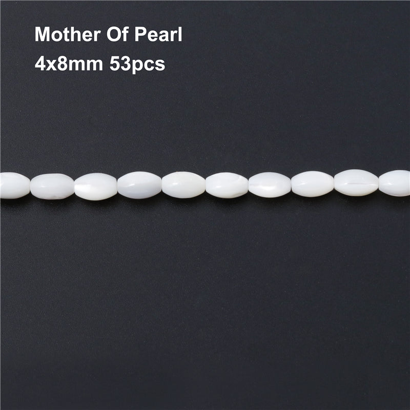 Perles de coquillage en nacre naturelle forme tonneau 4x8mm trou 0.8mm environ 53pcs 39cm sur fil