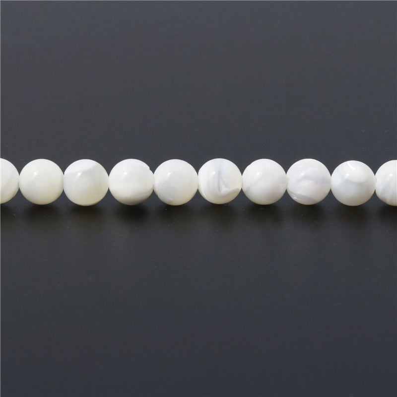 Natural Mop Shell Round Beads 8mm Hole 1mm about 50pcs 39cm strand