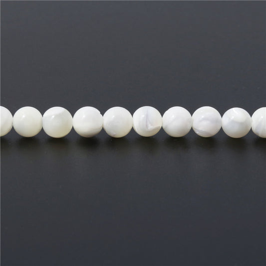 Natural Mop Shell Round Beads 8mm Hole 1mm about 50pcs 39cm strand