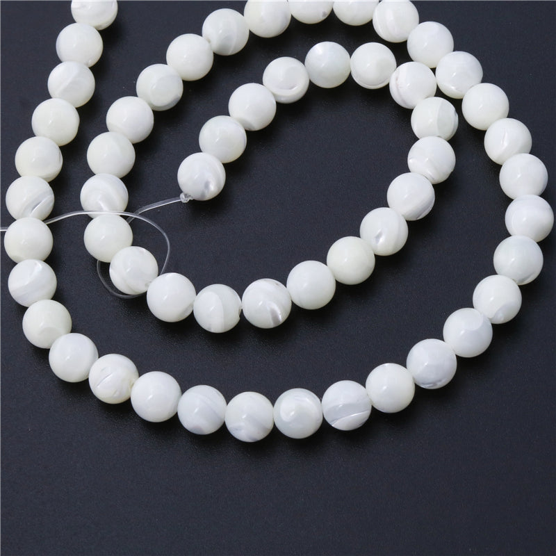 Natural Mop Shell Round Beads 6mm Hole 1mm about 70pcs 39cm strand