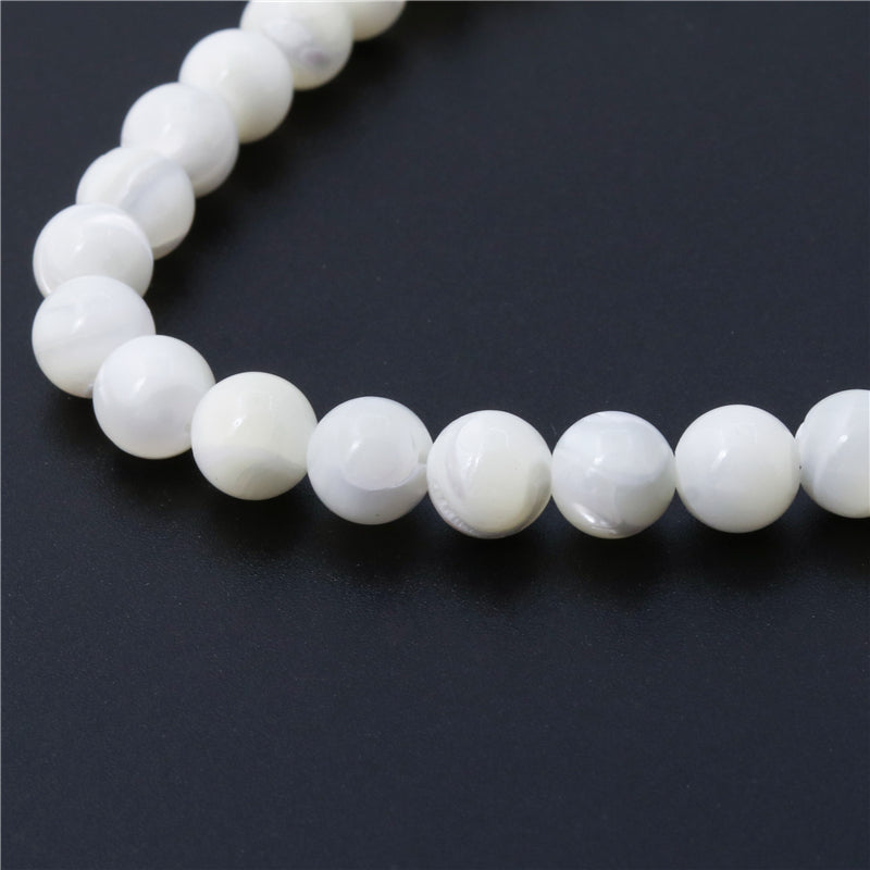 Natural Mop Shell Round Beads 8mm Hole 1mm about 50pcs 39cm strand