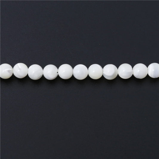 Perles rondes en coquillage naturel, trou de 4mm, 0.8mm, environ 94 pièces, fil de 39cm