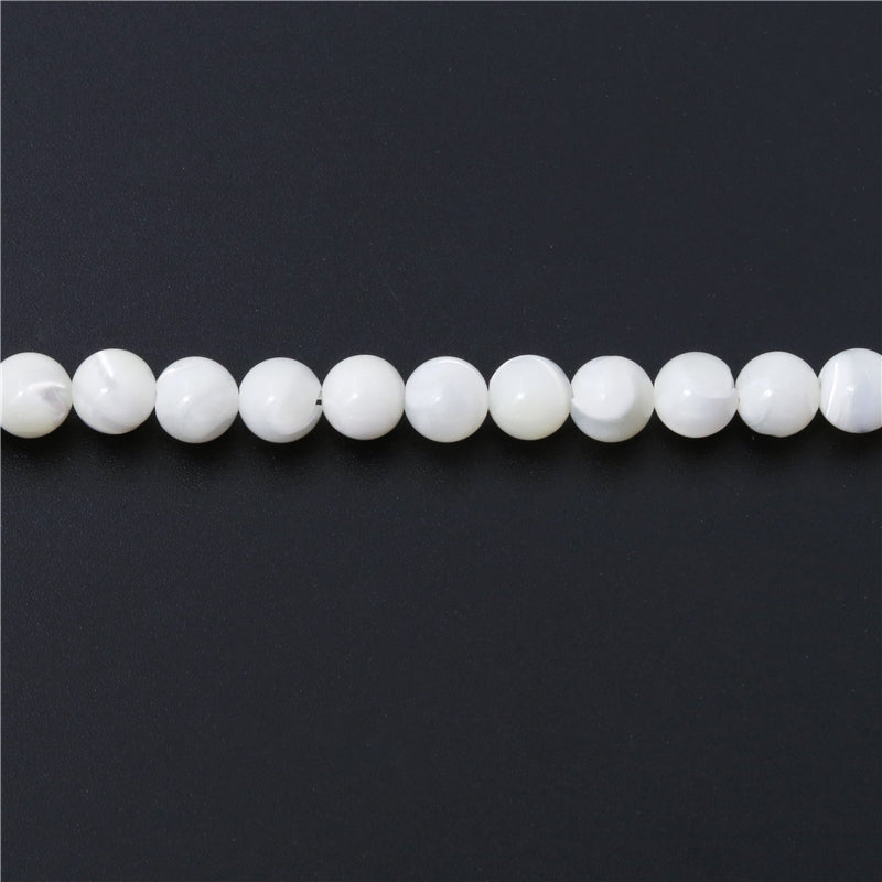 Perles rondes en coquillage naturel, trou de 6mm, 1mm, environ 70 pièces, fil de 39cm