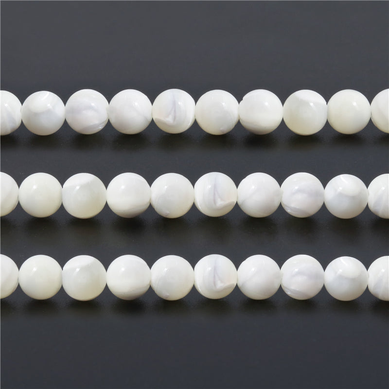 Perles rondes en coquillage naturel, trou de 8mm, 1mm, environ 50 pièces, fil de 39cm