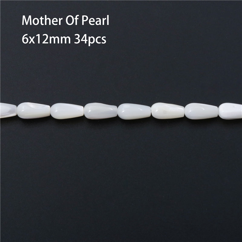 Natural Mother Of Pearl Shell Waterdrop Shape Beads 6x12mm Hole 0.8mm about 34pcs 39cm strand