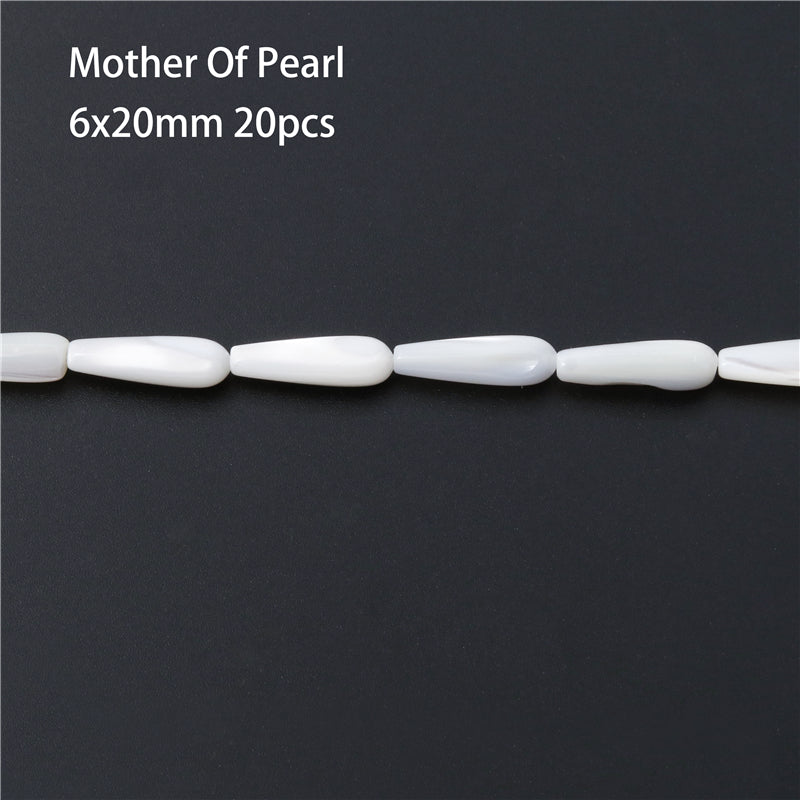 Natural Mother Of Pearl Shell Waterdrop Shape Beads 6x20mm Hole 0.8mm about 20pcs 39cm strand