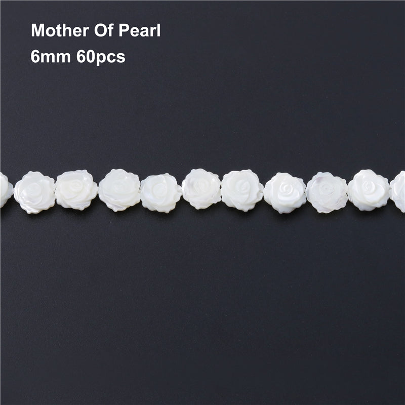 Natural Mother Of Pearl Shell Flower Shape Beads 6mm Hole 0.8mm about 60pcs 39cm strand