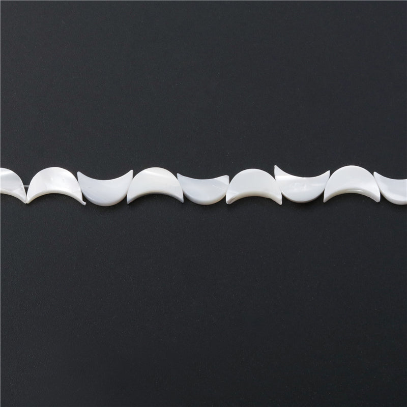 Natural Mother Of Pearl Shell Moon Shape Beads 8x12mm Hole 1mm about 31pcs 39cm strand