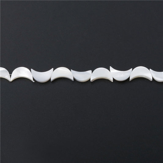 Natural Mother Of Pearl Shell Moon Shape Beads 8x12mm Hole 1mm about 31pcs 39cm strand