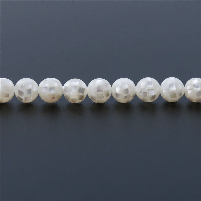 Perles rondes en nacre naturelle, trou de 8mm, 1mm, environ 50 pièces, fil de 39cm