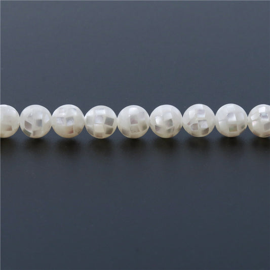 Perles rondes en nacre naturelle, trou de 8mm, 1mm, environ 50 pièces, fil de 39cm