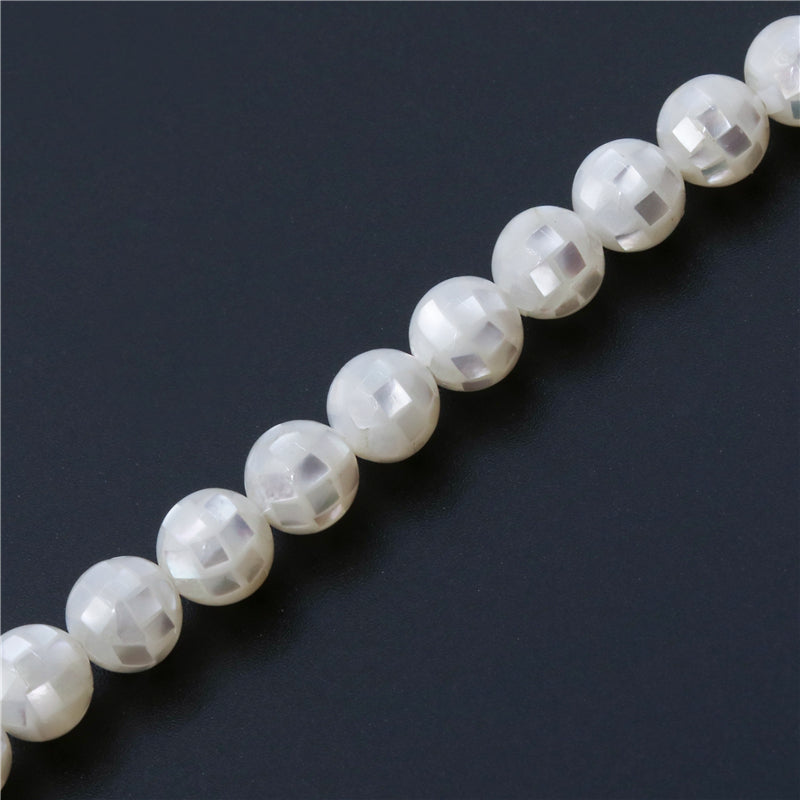 Perles rondes en nacre naturelle, trou de 8mm, 1mm, environ 50 pièces, fil de 39cm