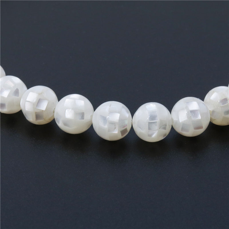 Natural Mother Of Pearl Shell Round Beads 10mm Hole 1mm about 40pcs 39cm strand