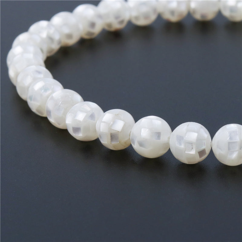 Natural Mother Of Pearl Shell Round Beads 8mm Hole 1mm about 50pcs 39cm strand