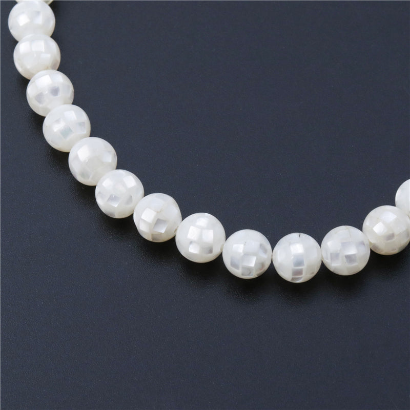 Natural Mother Of Pearl Shell Round Beads 10mm Hole 1mm about 40pcs 39cm strand