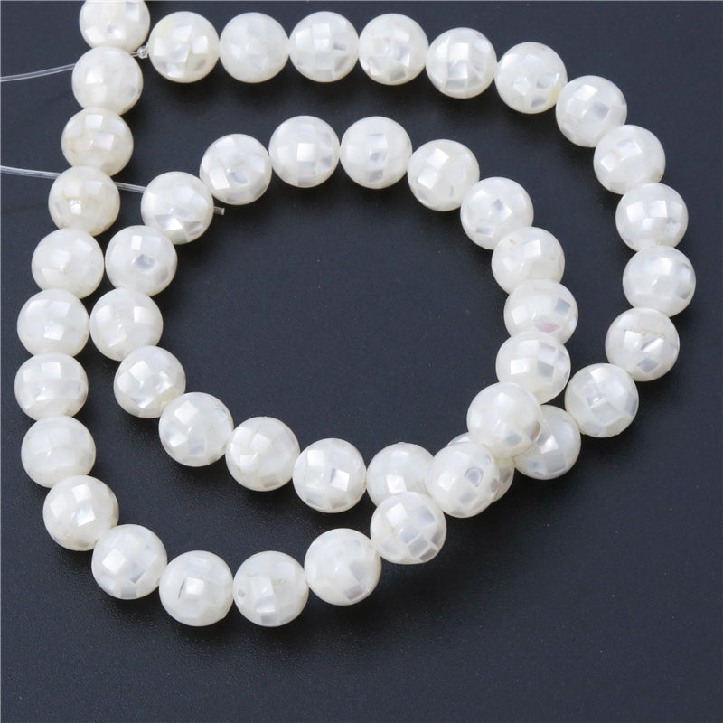 Natural Mother Of Pearl Shell Round Beads 8mm Hole 1mm about 50pcs 39cm strand