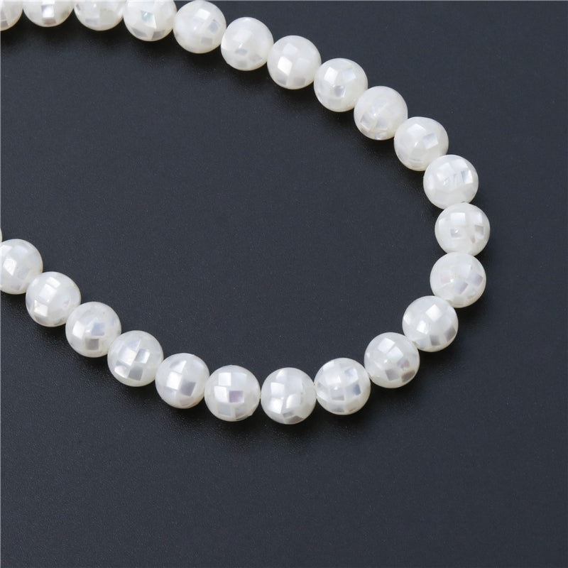 Perles rondes en nacre naturelle, trou de 8mm, 1mm, environ 50 pièces, fil de 39cm