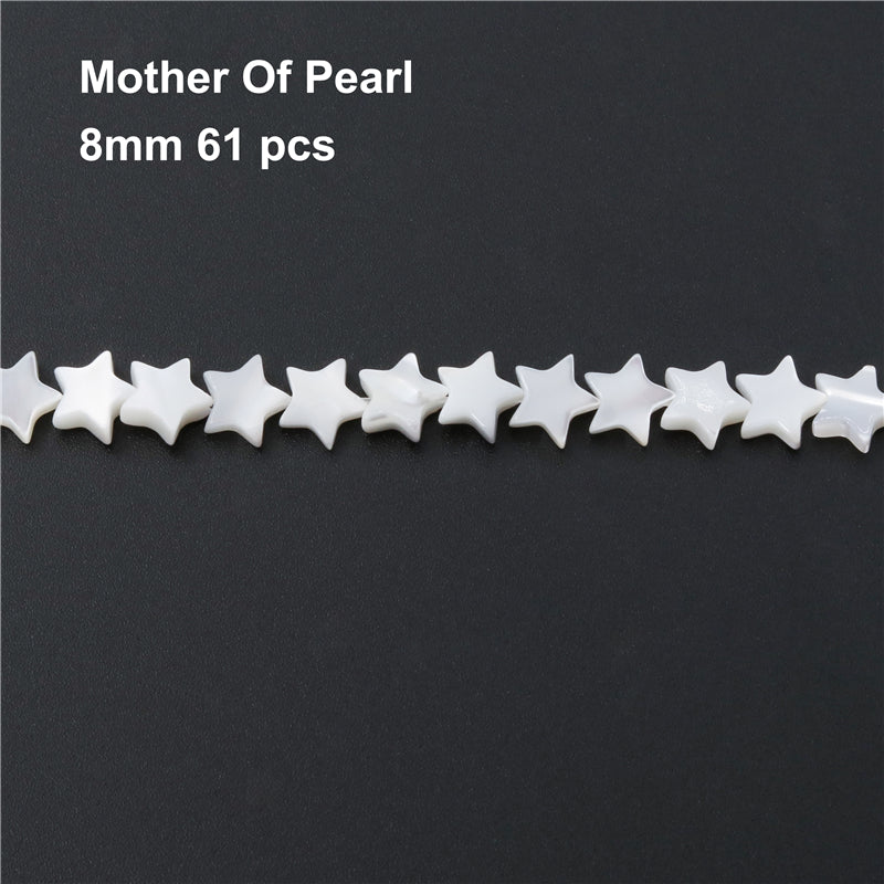 Contas de estrela de concha de madrepérola natural 8mm furo 0.8mm cerca de 61pcs 39cm fio