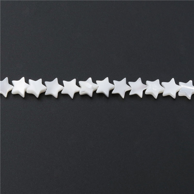 Cuentas de estrella de concha de nácar natural 8 mm Agujero 0.8 mm Sobre 61 pieza 39 cm tira