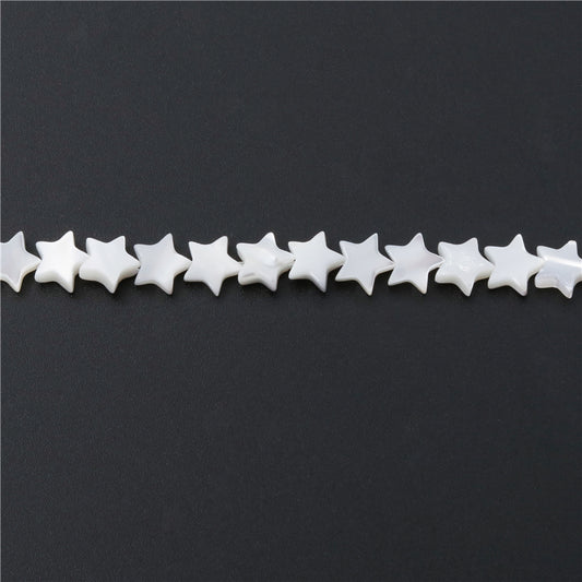 Contas de estrela de concha de madrepérola natural 8mm furo 0.8mm cerca de 61pcs 39cm fio