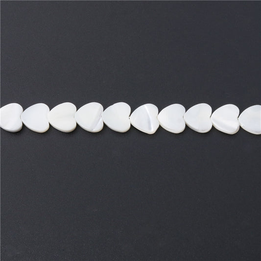 Natural Mother Of Pearl Shell Heart Shaped Beads 8mm Hole 0.8mm about 53pcs 39cm strand