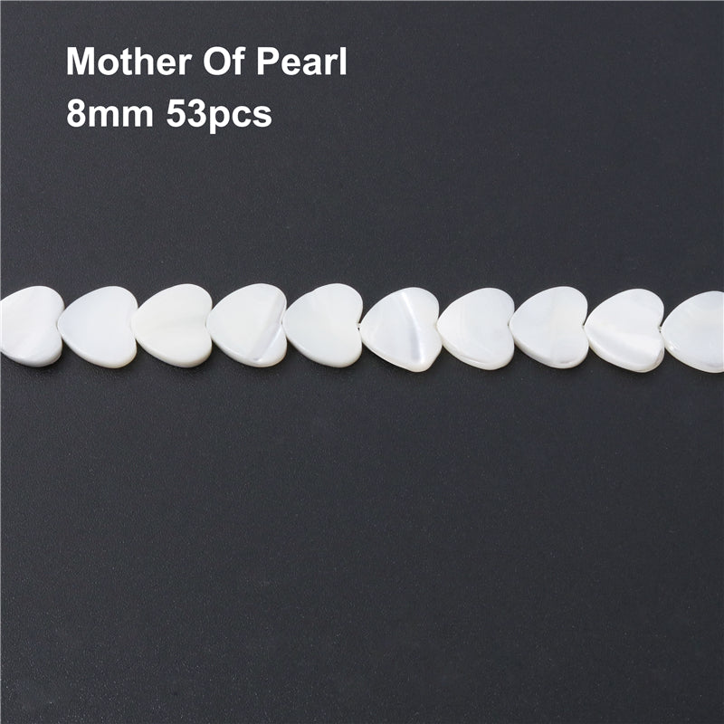 Natural Mother Of Pearl Shell Heart Shaped Beads 8mm Hole 0.8mm about 53pcs 39cm strand